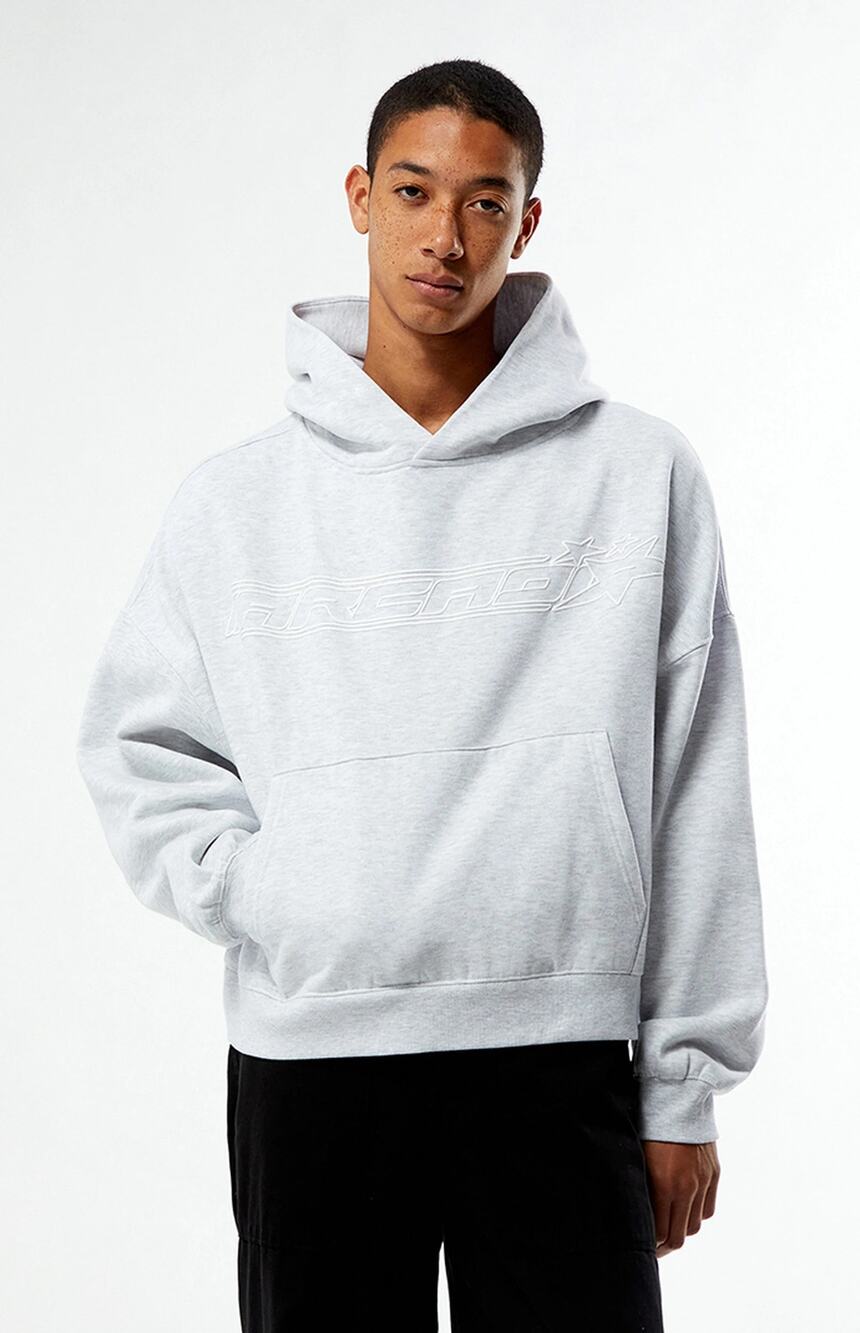 Pacsun Men's Large Grey Arcadia Puff Graphics Pullover Hoodie Streetwear HR11-33